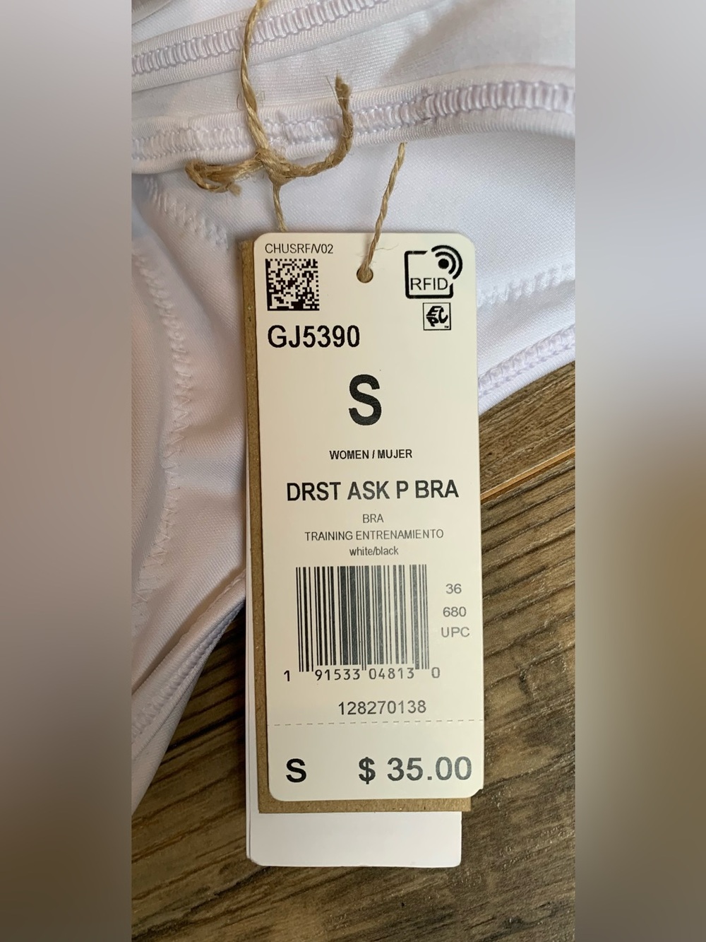 adidas White Racerback Sports Bra with Black Logo NWT - S - Picture 8 of 8